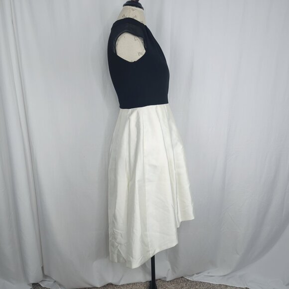 Betsy & Adam Black White Dress 6 Small Formal Midi Hi-Lo NWT - Picture 7 of 10